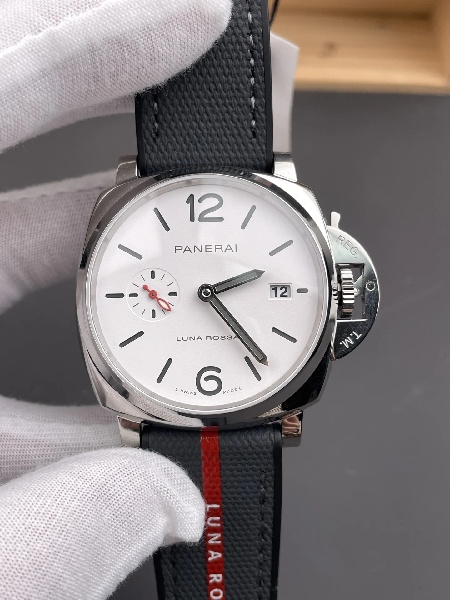 Panerai White Dial PAM01381 42mm — photographed off the sweep