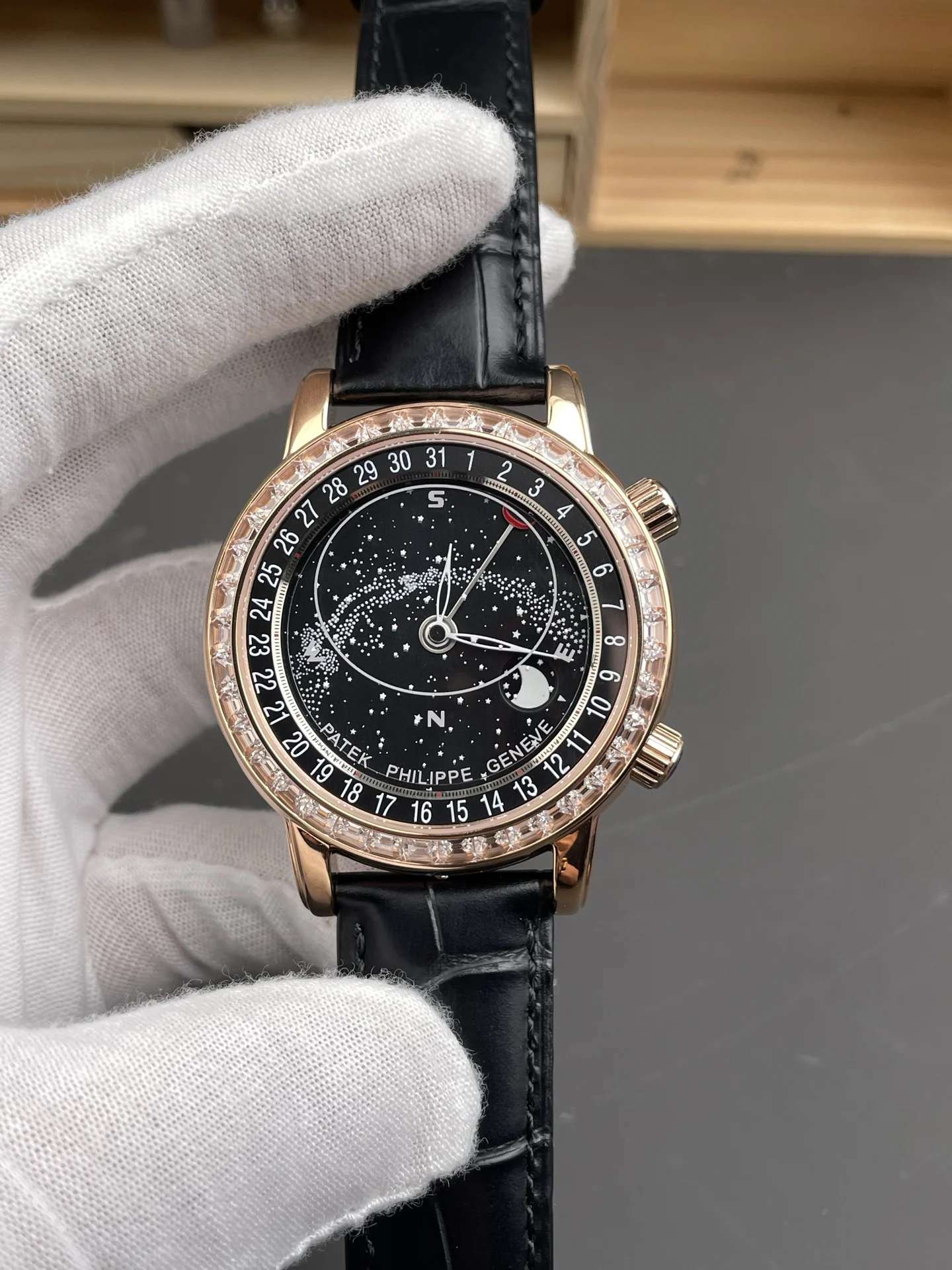 Patek Philippe 6104R — photographed off the sweep