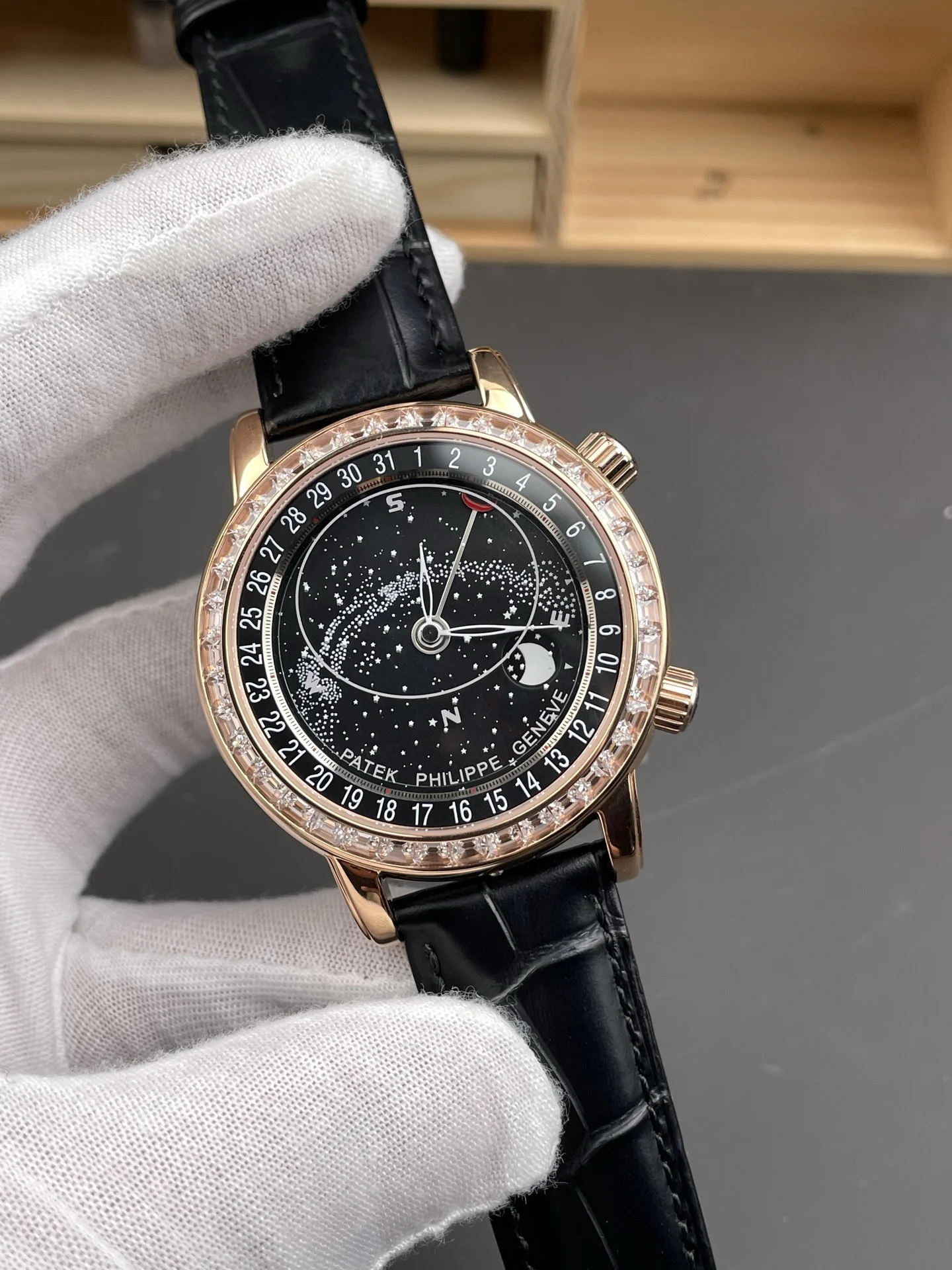 Patek Philippe 6104R — photographed off the sweep