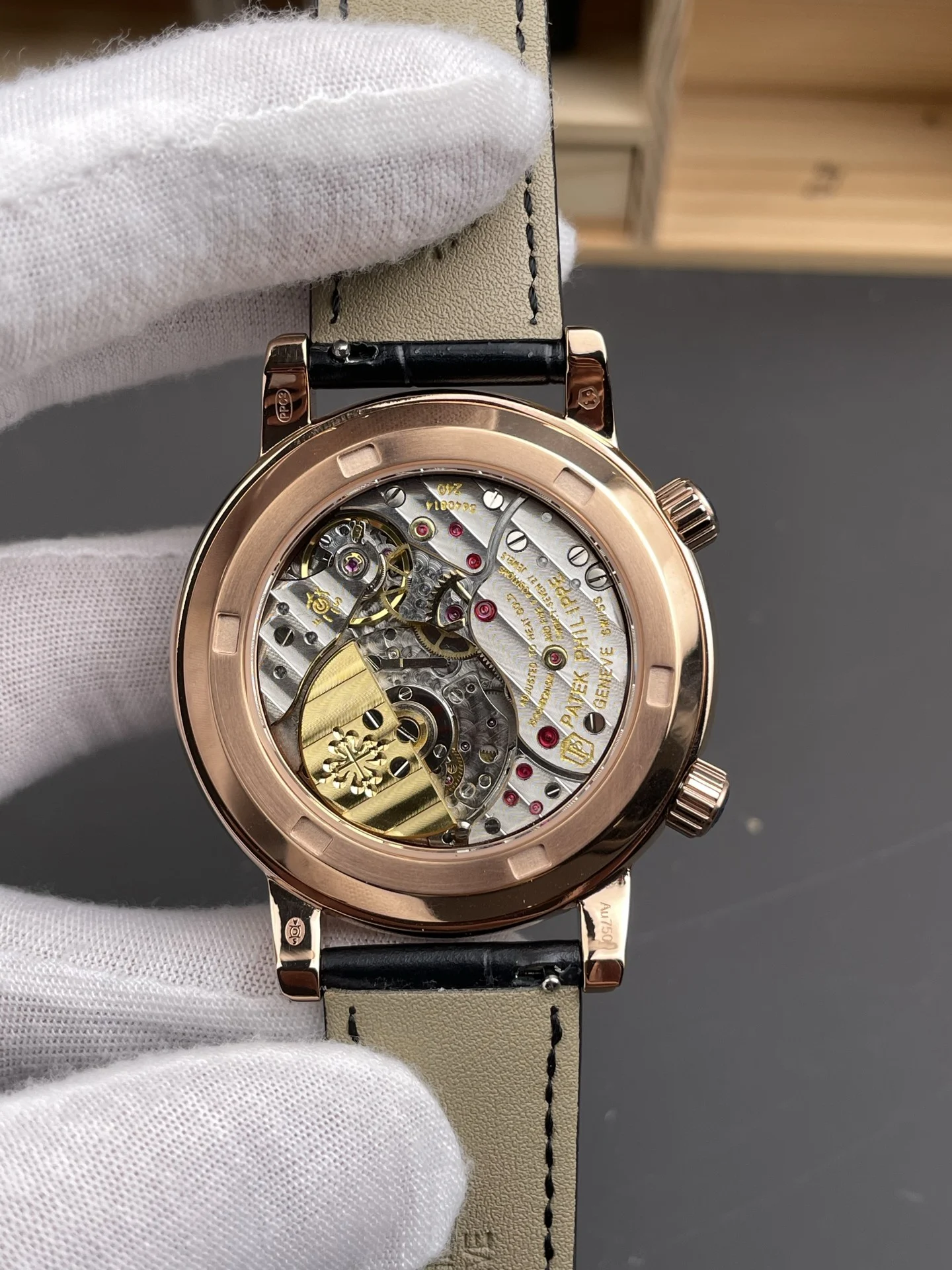Patek Philippe 6104R — photographed off the sweep