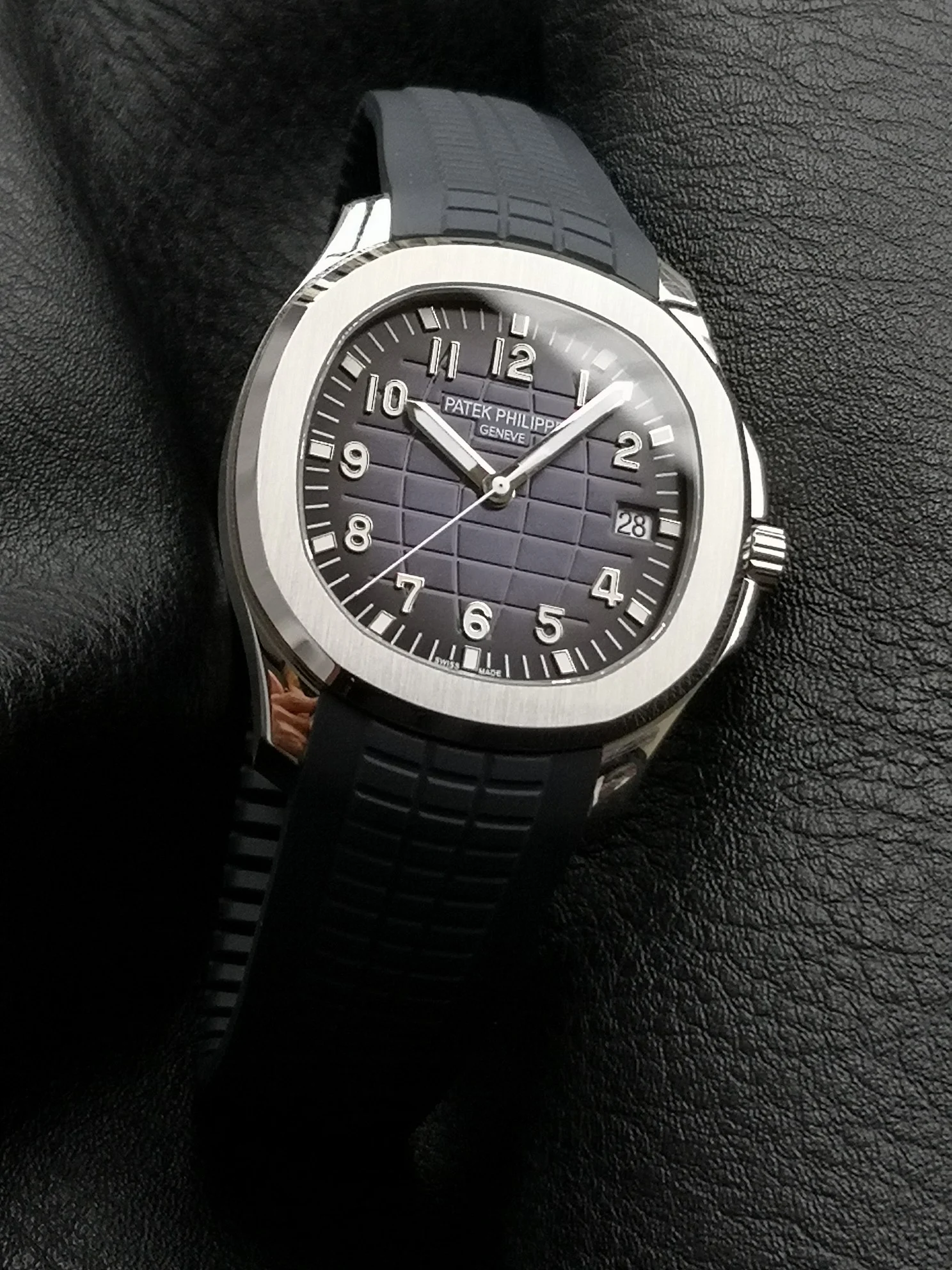 Patek Philippe Aquanaut 5168G 42mm — photographed off the sweep