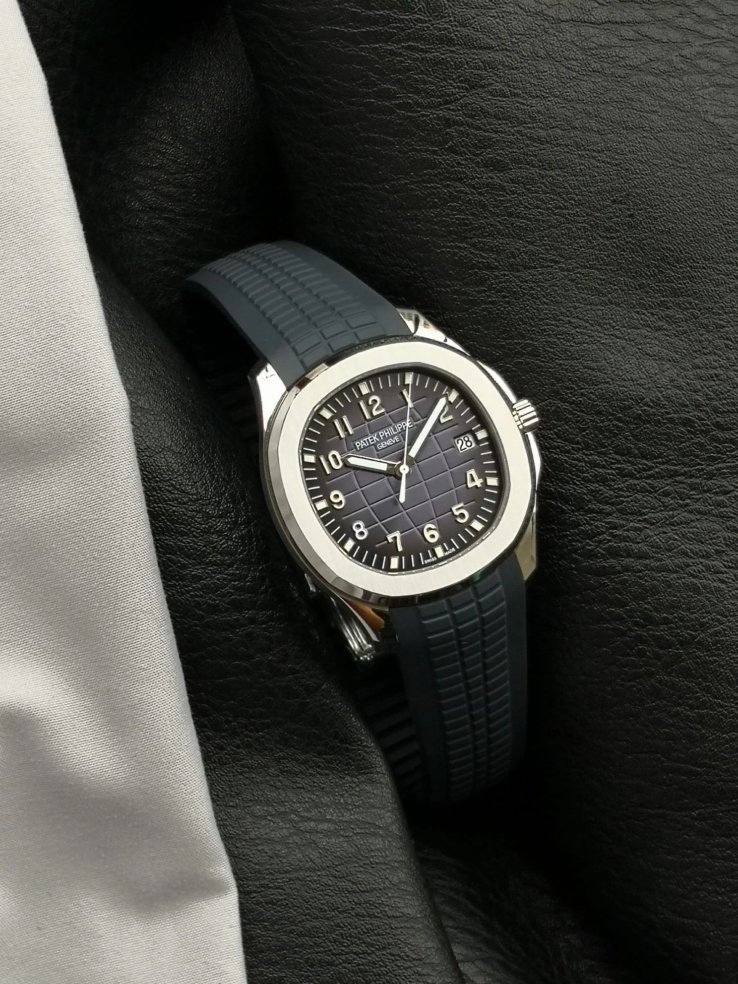 Patek Philippe Aquanaut 5168G 42mm — photographed off the sweep