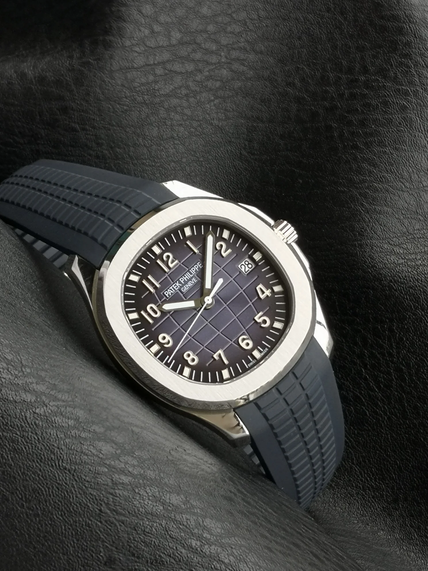 Patek Philippe Aquanaut 5168G 42mm — photographed off the sweep