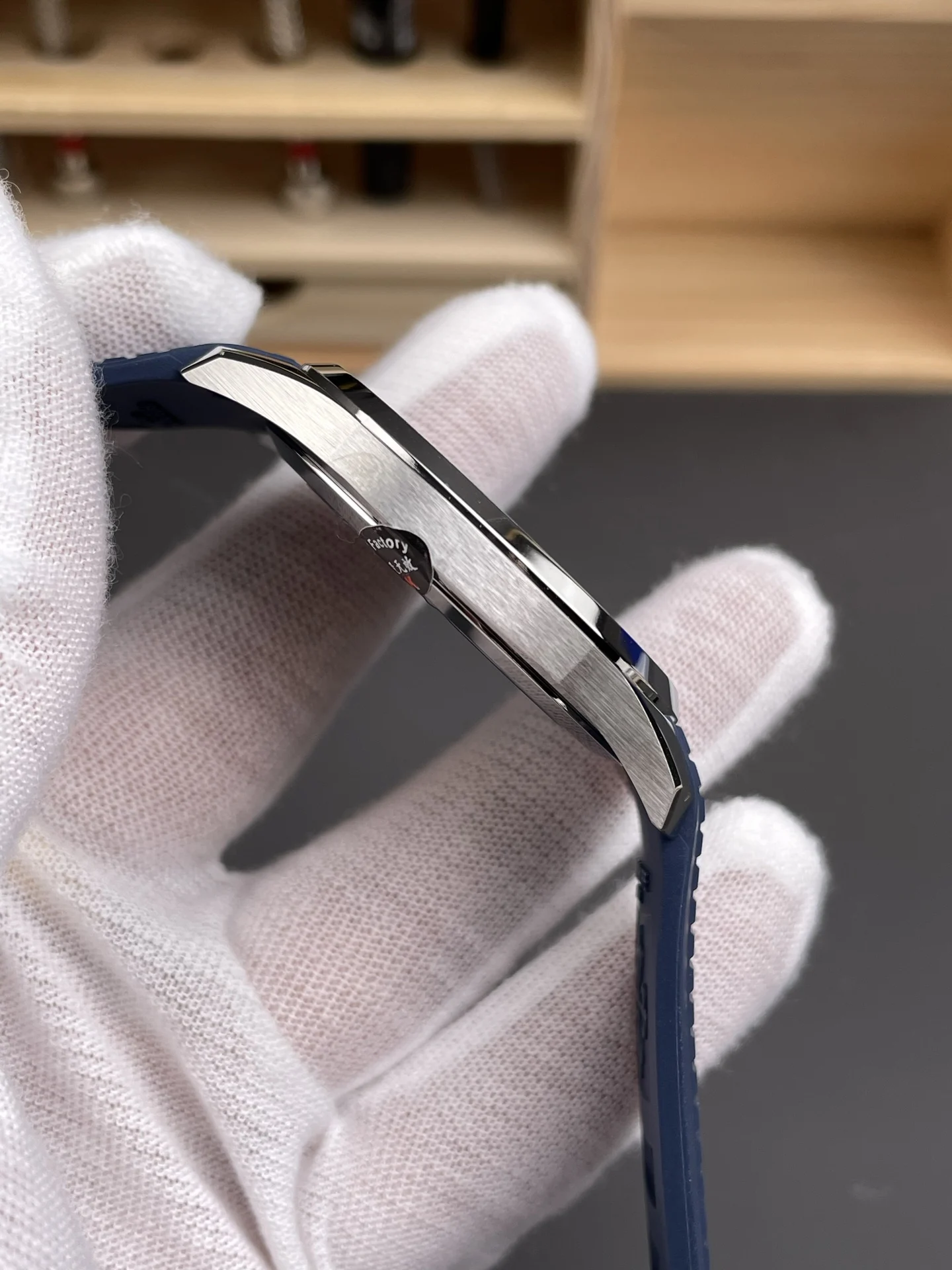 Patek Philippe Aquanaut Blue Dial 5168 42mm — photographed off the sweep