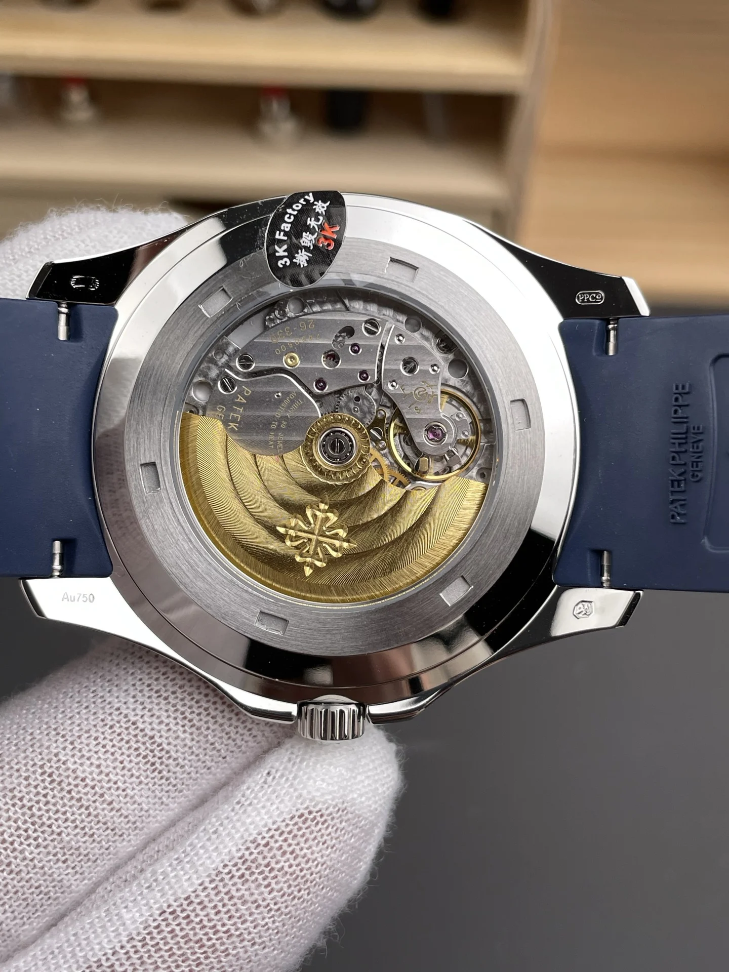 Patek Philippe Aquanaut Blue Dial 5168 42mm — photographed off the sweep