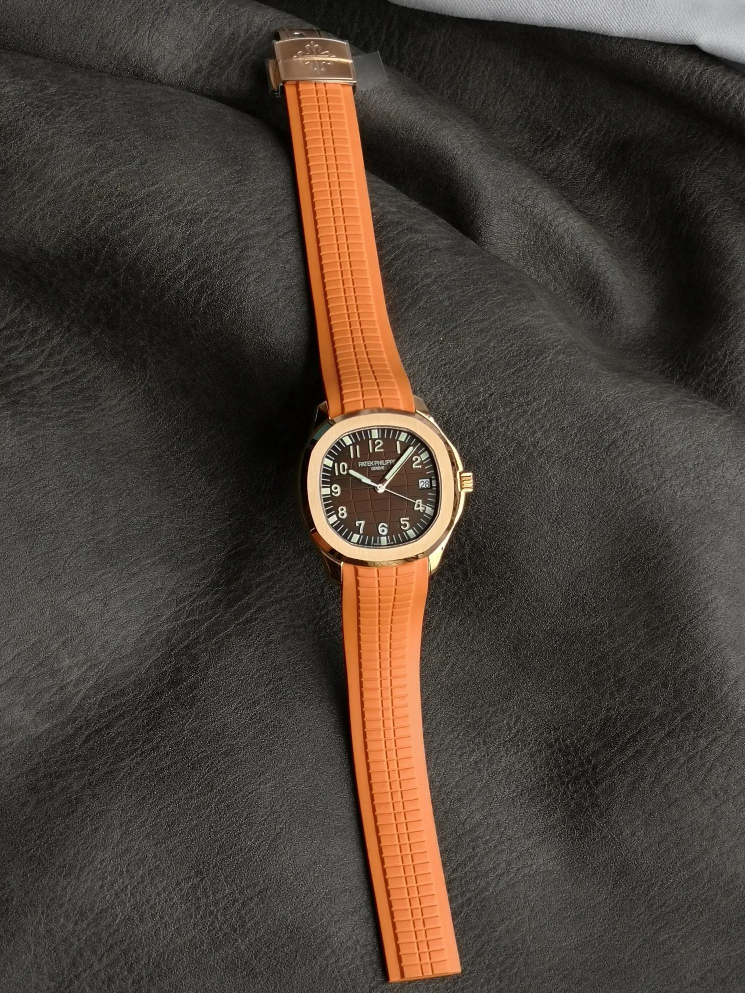 Patek Philippe Aquanaut Brown Dial — photographed off the sweep