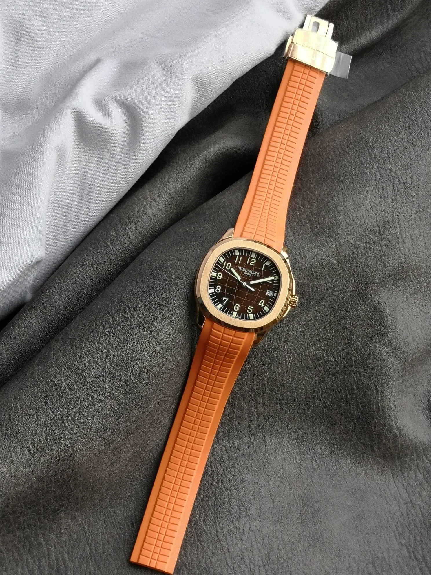 Patek Philippe Aquanaut Brown Dial — photographed off the sweep
