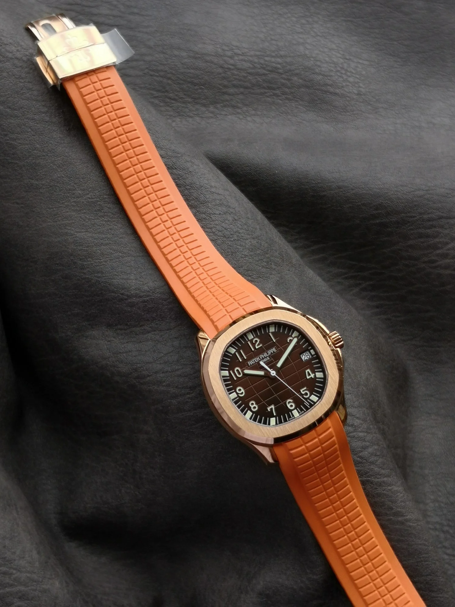 Patek Philippe Aquanaut Brown Dial — photographed off the sweep