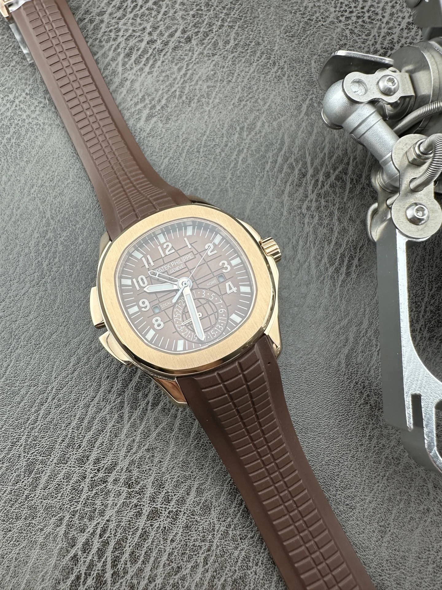 Patek Philippe Aquanaut Steel Blue Dial 40.8mm — photographed off the sweep
