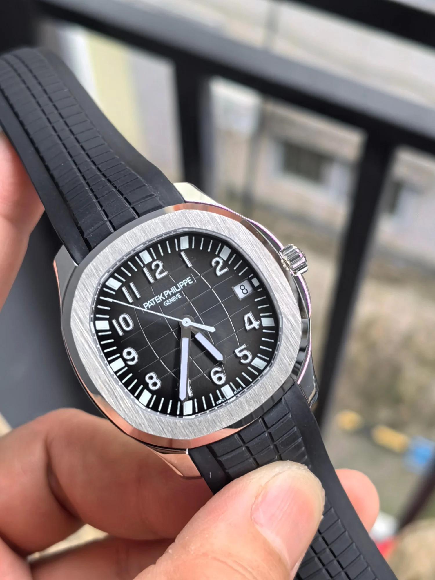 Patek Philippe Aquanaut White Dial — photographed off the sweep