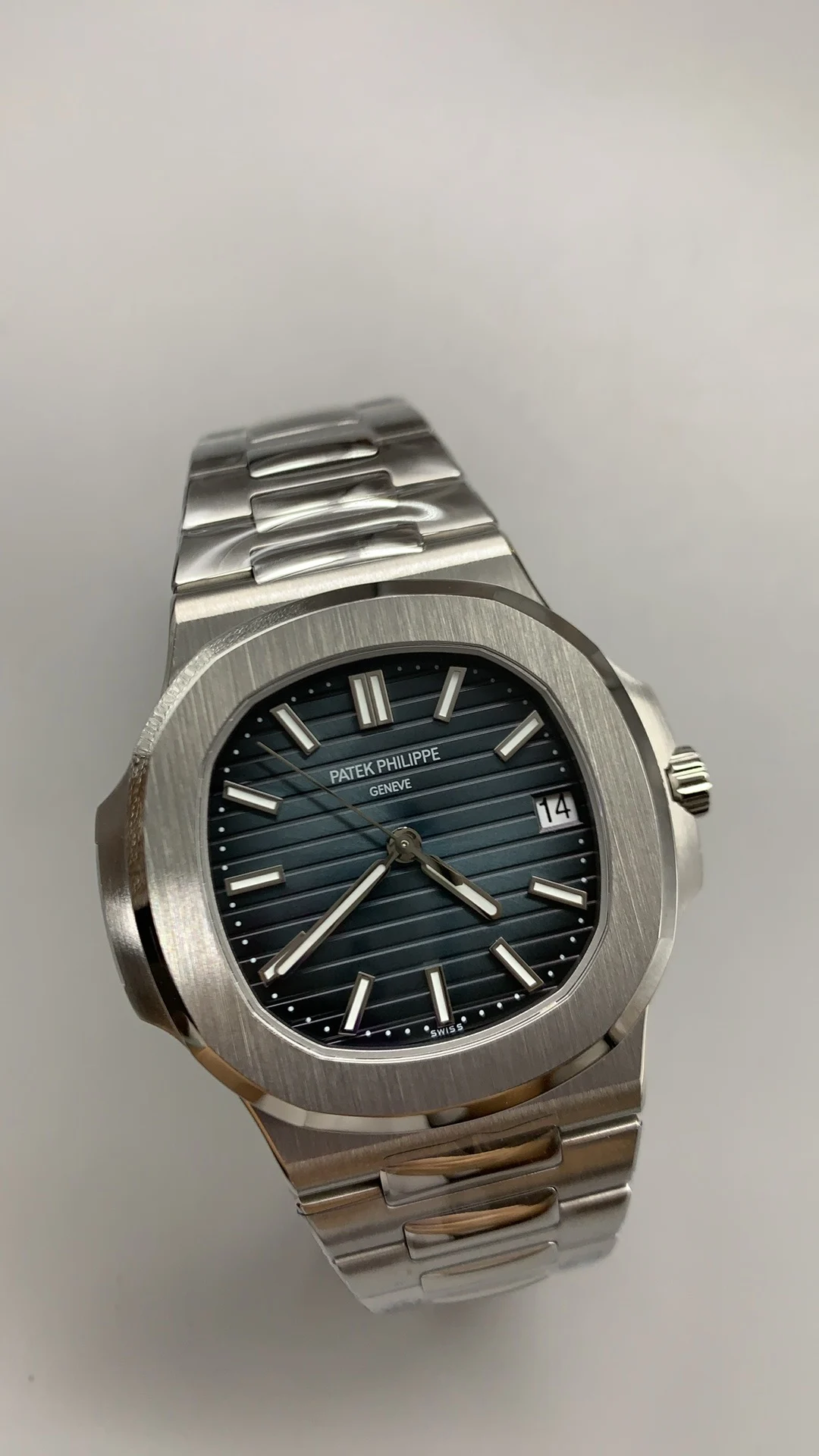 Patek Philippe Blue Dial 5711 — photographed off the sweep