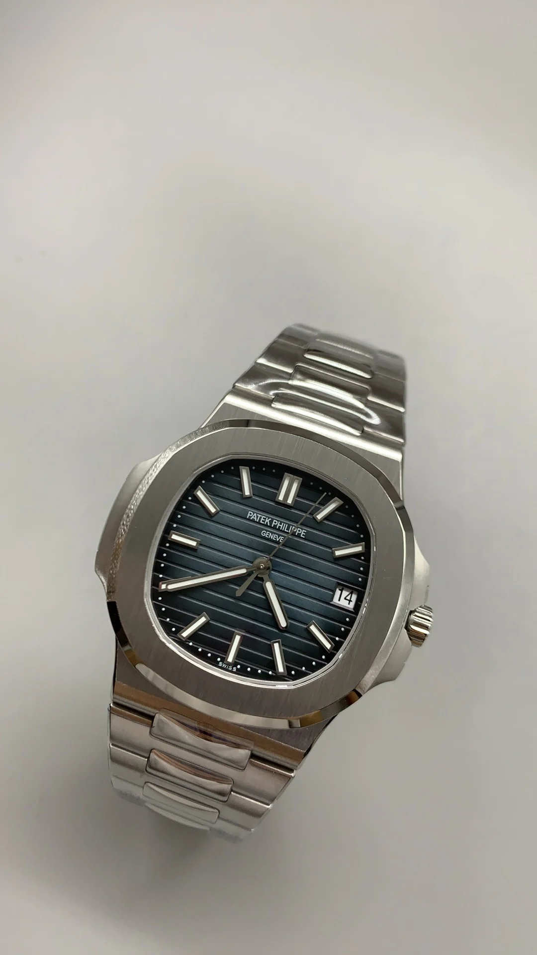 Patek Philippe Blue Dial 5711 — photographed off the sweep