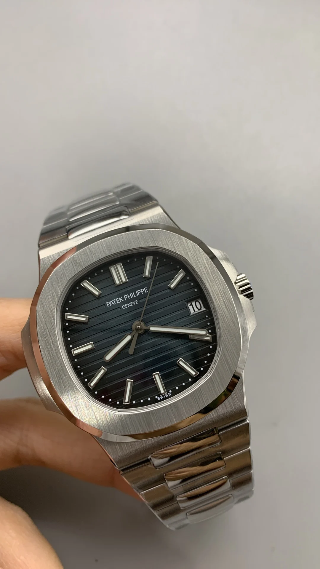Patek Philippe Blue Dial 5711 — photographed off the sweep