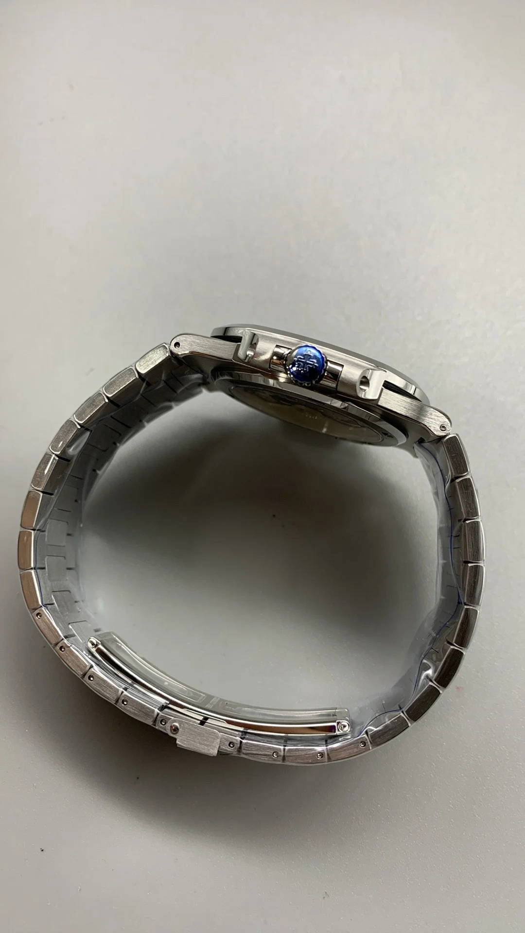 Patek Philippe Blue Dial 5711 — photographed off the sweep