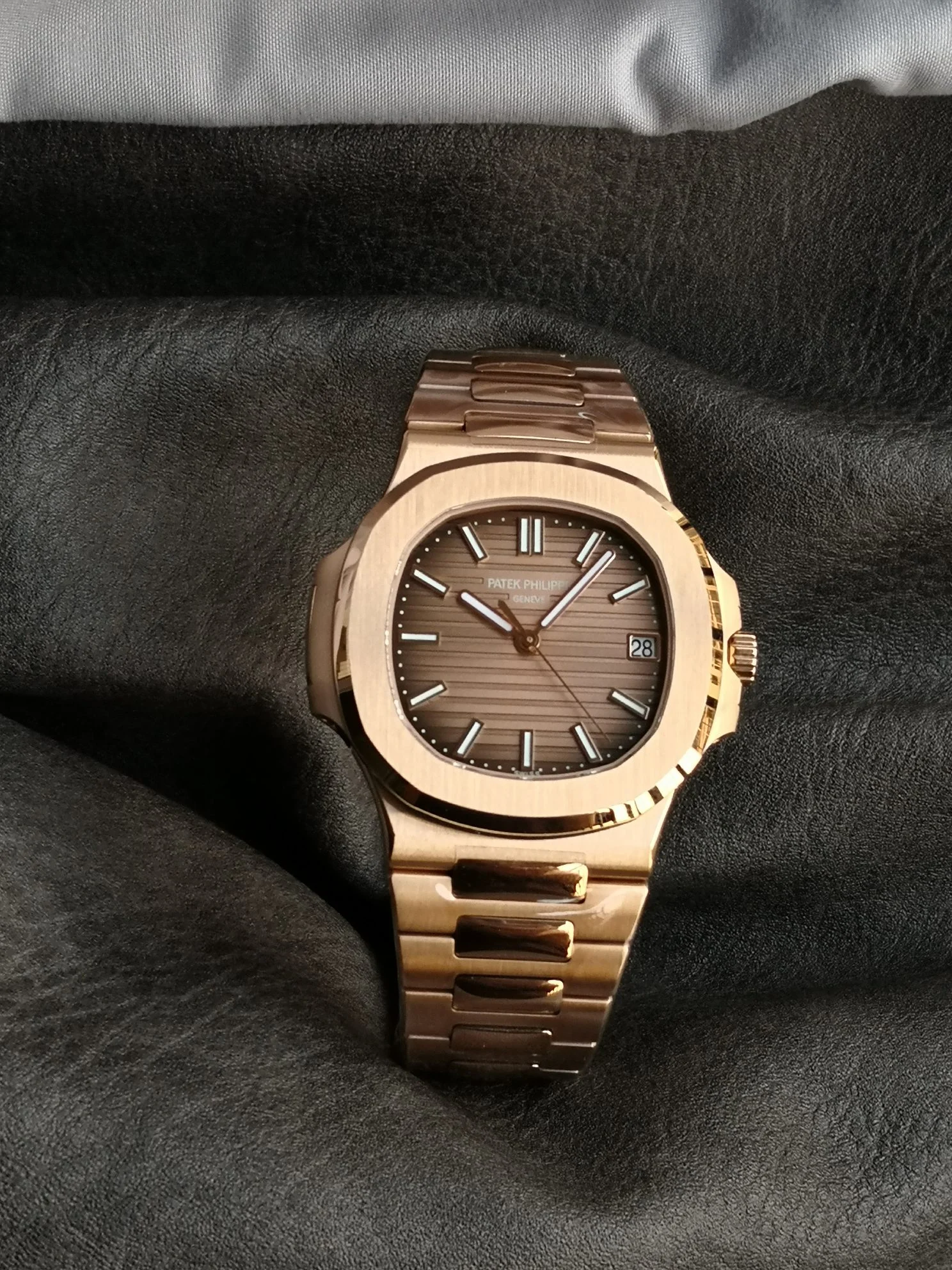 Patek Philippe Brown Dial 5711 — photographed off the sweep