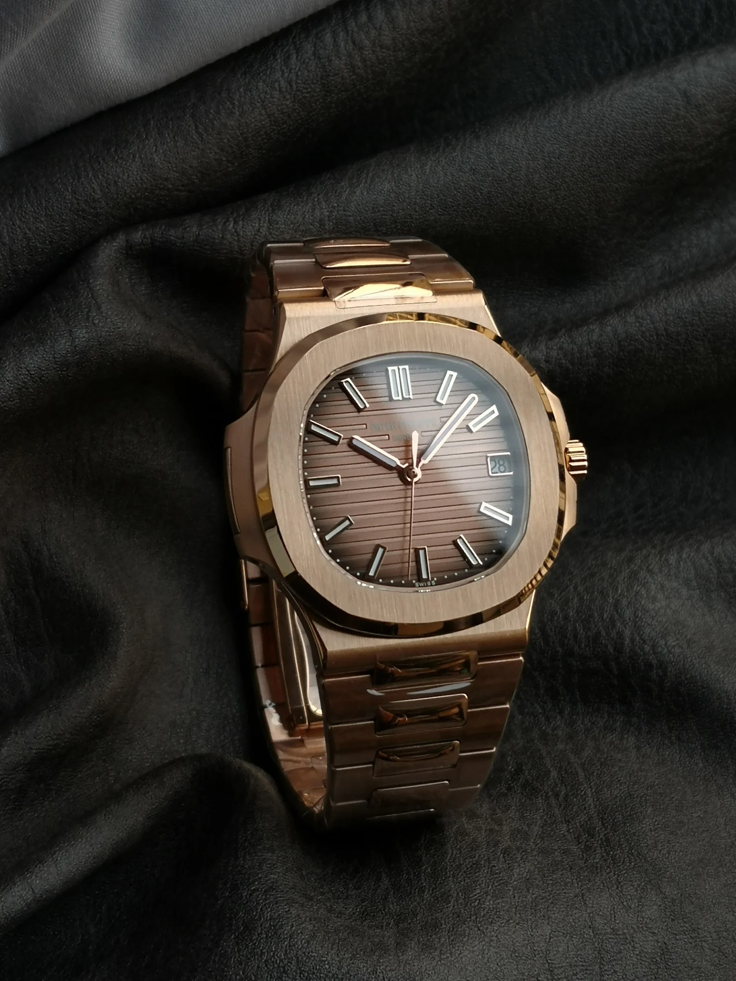 Patek Philippe Brown Dial 5711 — photographed off the sweep