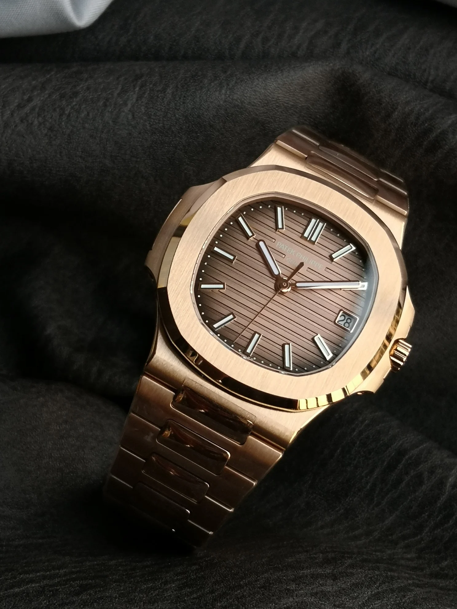 Patek Philippe Brown Dial 5711 — photographed off the sweep