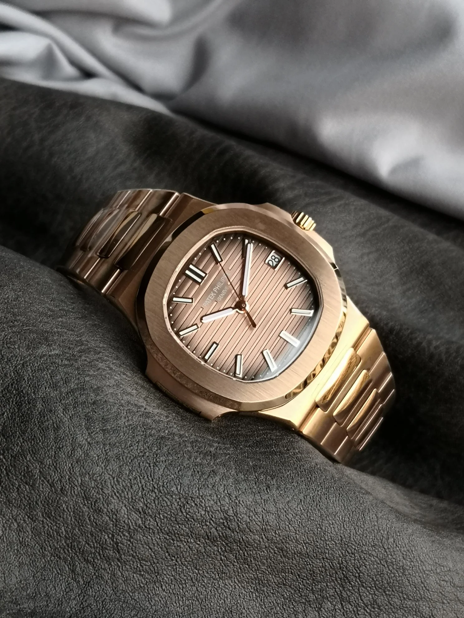 Patek Philippe Brown Dial 5711 — photographed off the sweep