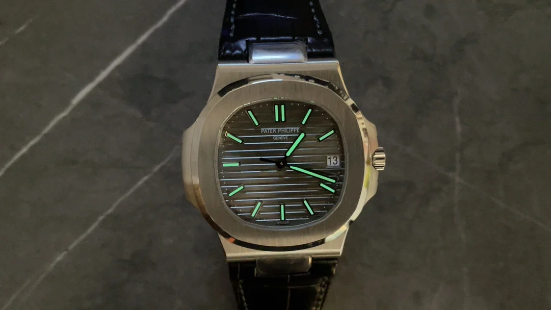 Patek Philippe Grey Dial 5711 — photographed off the sweep