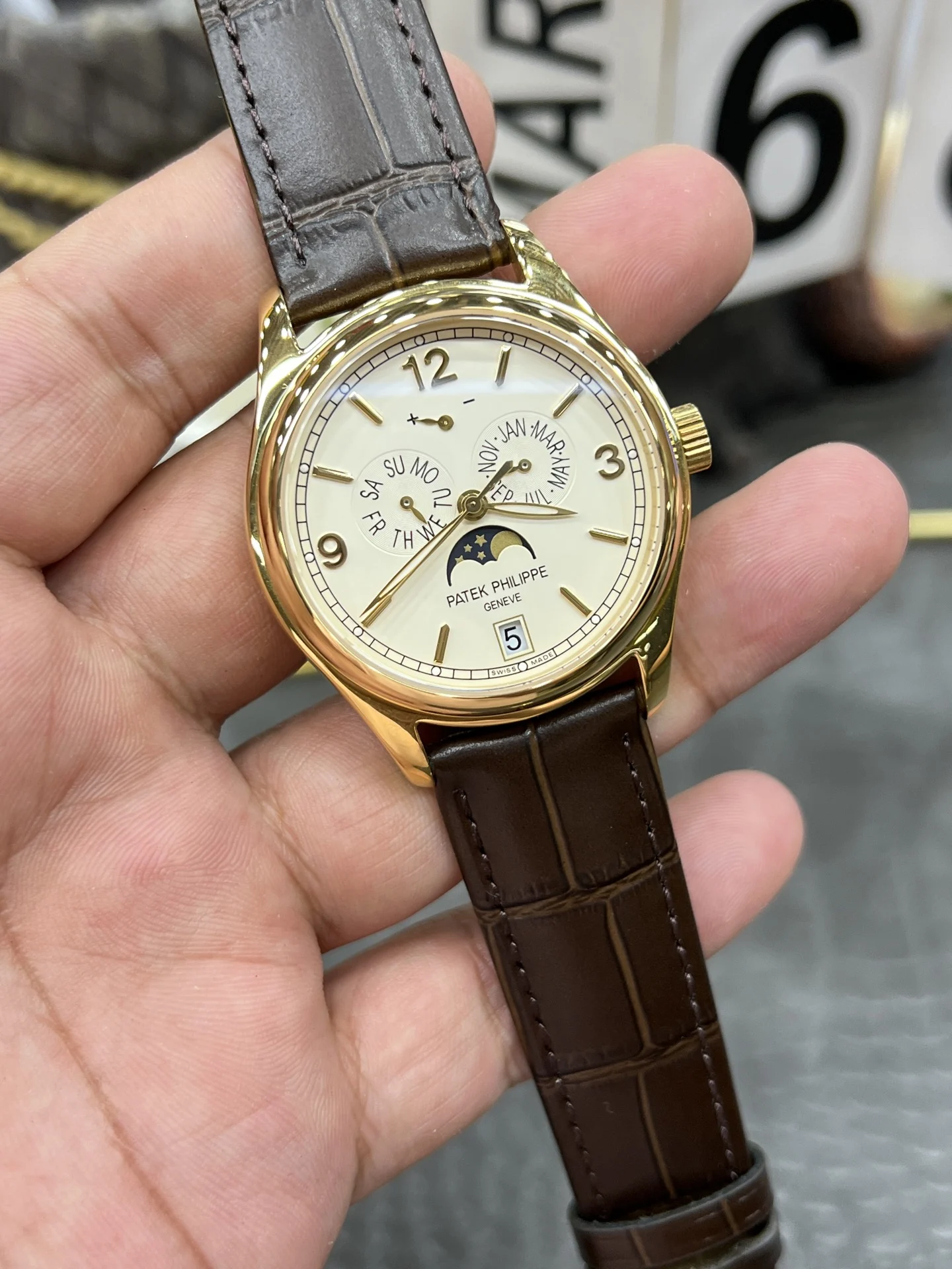 Patek Philippe Moon Phase 42mm — photographed off the sweep