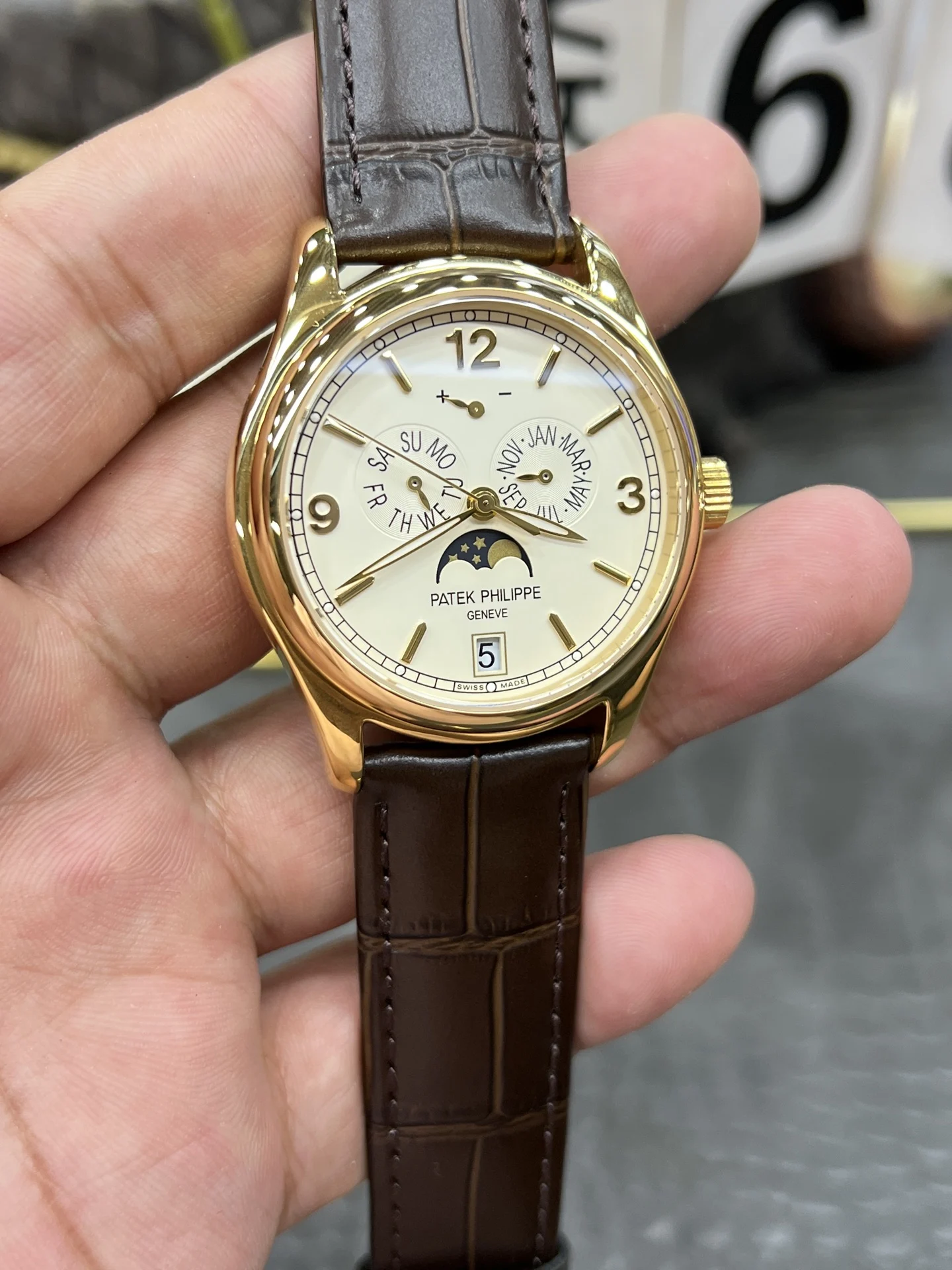 Patek Philippe Moon Phase 42mm — photographed off the sweep