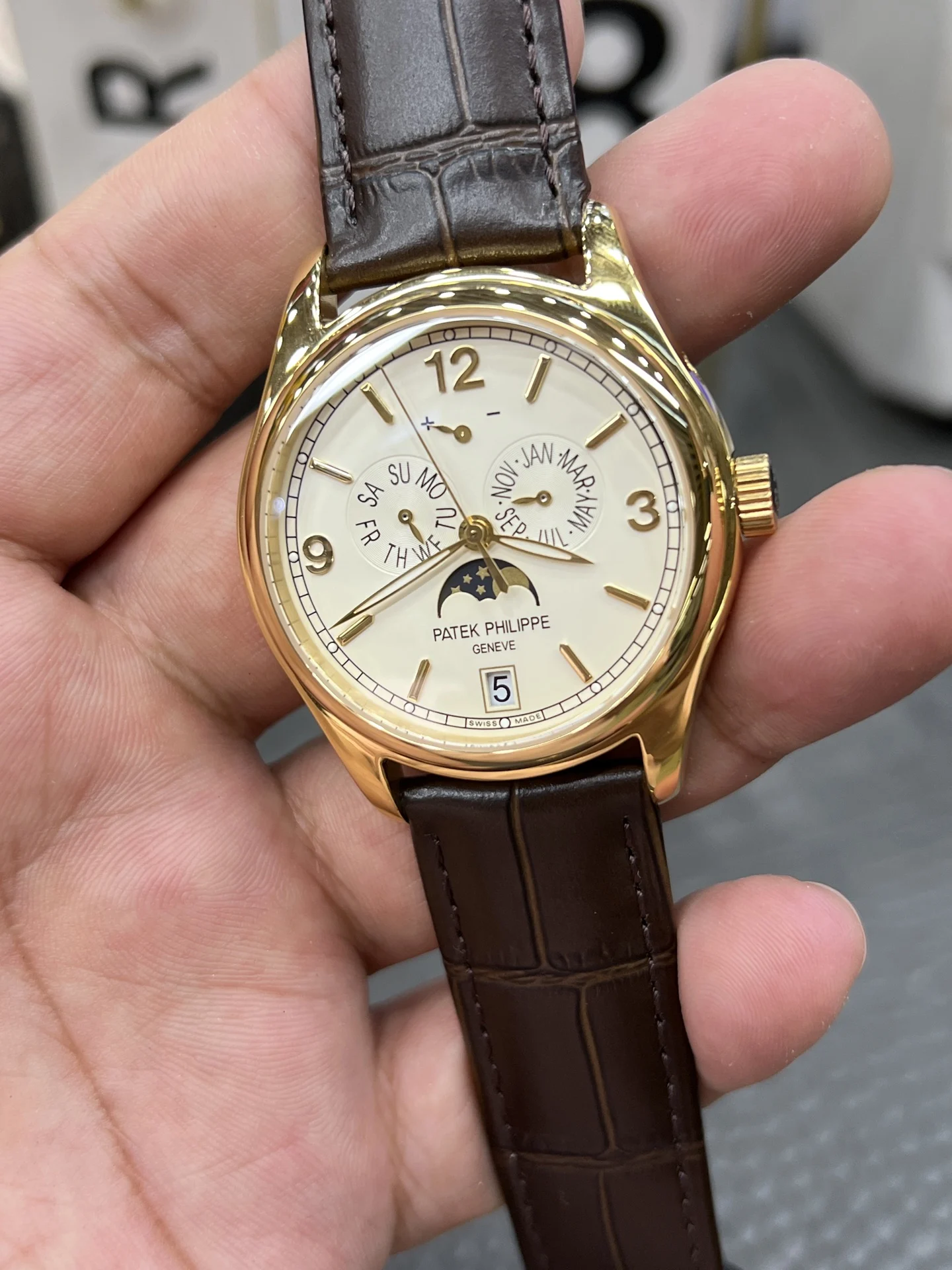 Patek Philippe Moon Phase 42mm — photographed off the sweep