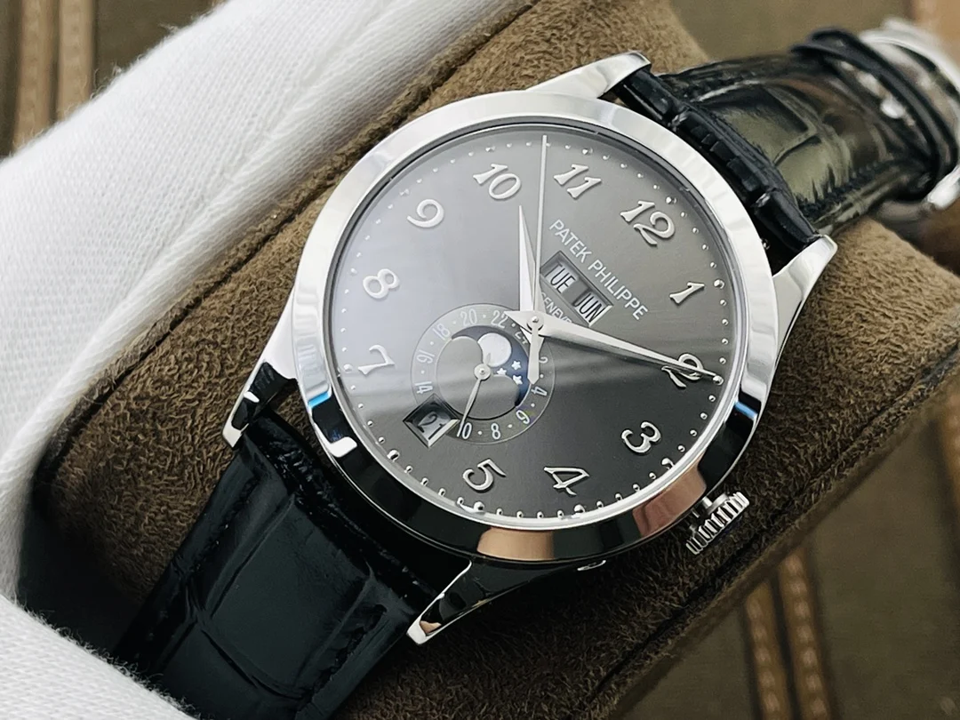 Patek Philippe Moon Phase 5205G — photographed off the sweep