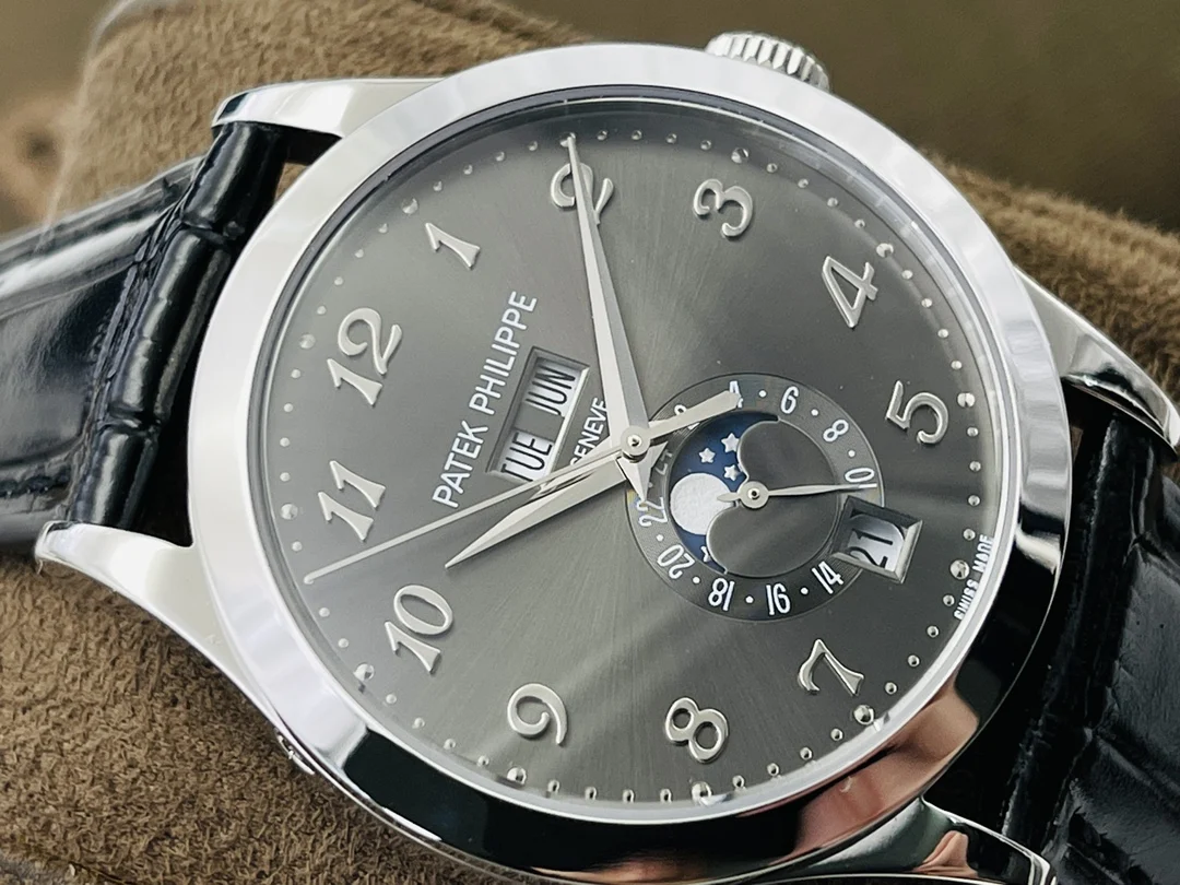 Patek Philippe Moon Phase 5205G — photographed off the sweep