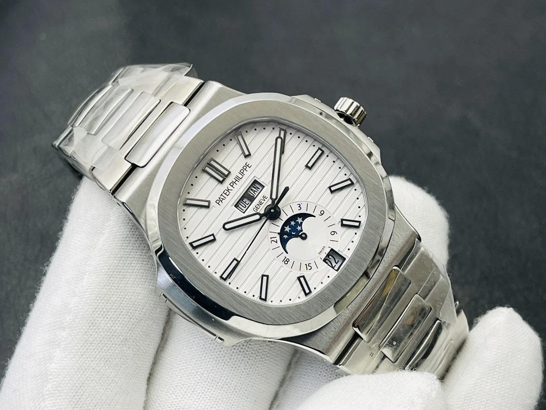 Patek Philippe Moon Phase Grey Dial — photographed off the sweep