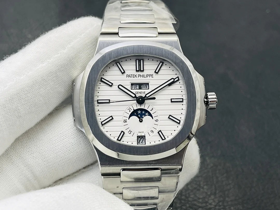 Patek Philippe Moon Phase Grey Dial — photographed off the sweep