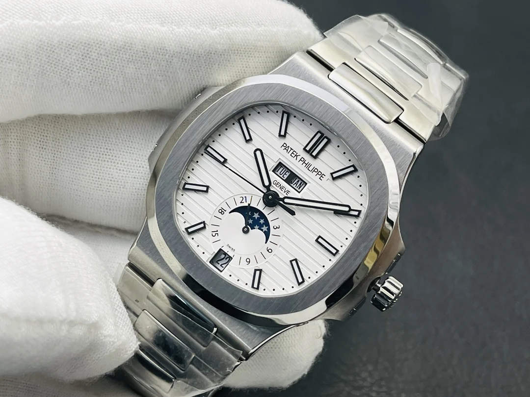 Patek Philippe Moon Phase Grey Dial — photographed off the sweep