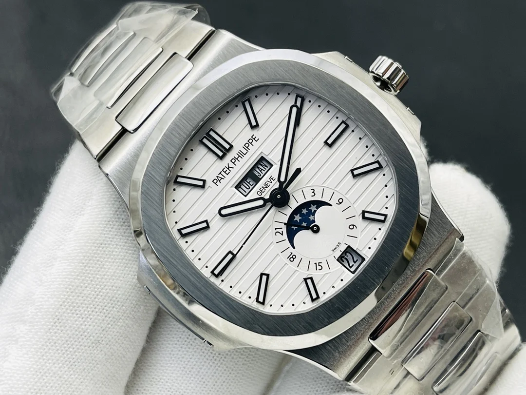 Patek Philippe Moon Phase Grey Dial — photographed off the sweep