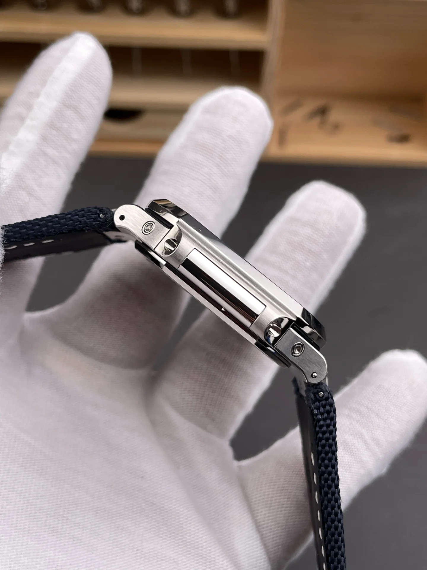 Patek Philippe Nautilus 45mm — photographed off the sweep