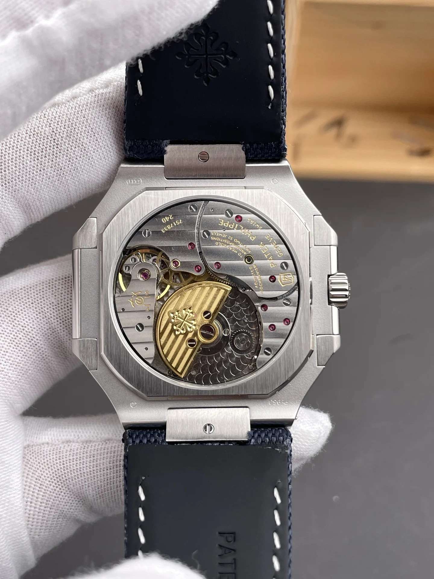 Patek Philippe Nautilus 45mm — photographed off the sweep