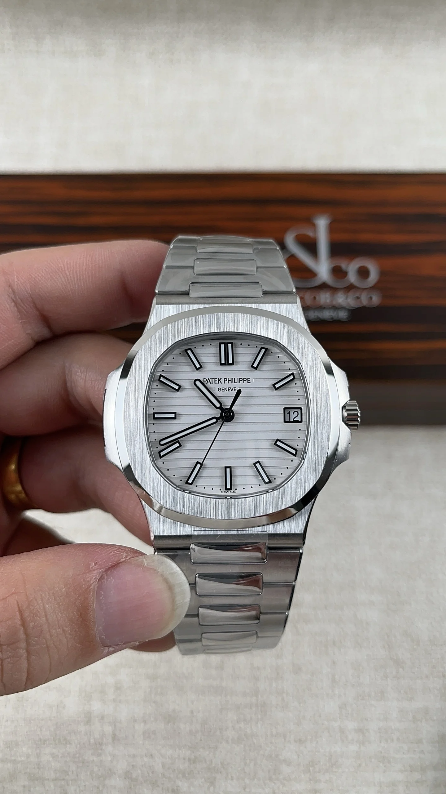 Patek Philippe Nautilus 5711 — photographed off the sweep