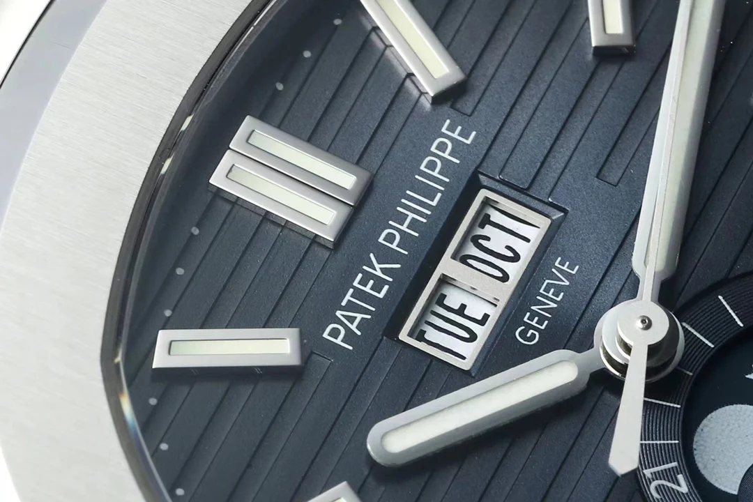 Patek Philippe Nautilus Annual Calendar Steel Blue Dial 5726 — photographed off the sweep