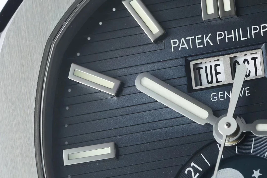 Patek Philippe Nautilus Annual Calendar Steel Blue Dial 5726 — photographed off the sweep