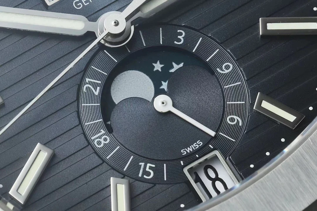 Patek Philippe Nautilus Annual Calendar Steel Blue Dial 5726 — photographed off the sweep