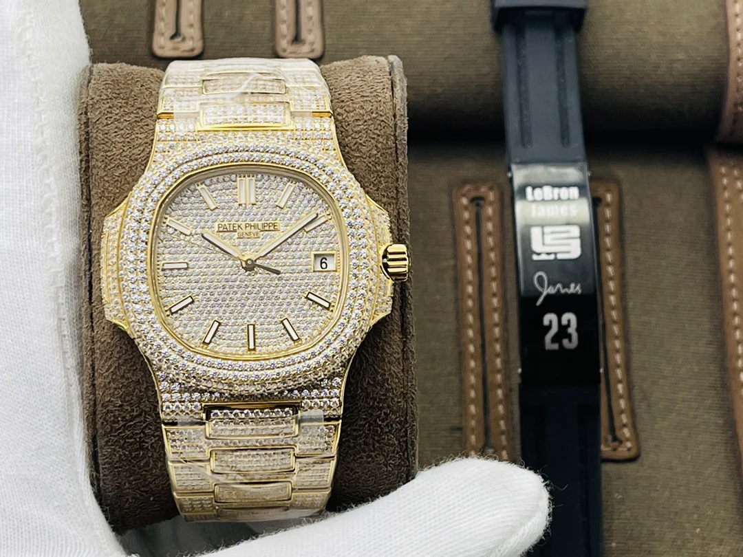 Patek Philippe Nautilus Black Dial Diamond-Set 5711 — photographed off the sweep