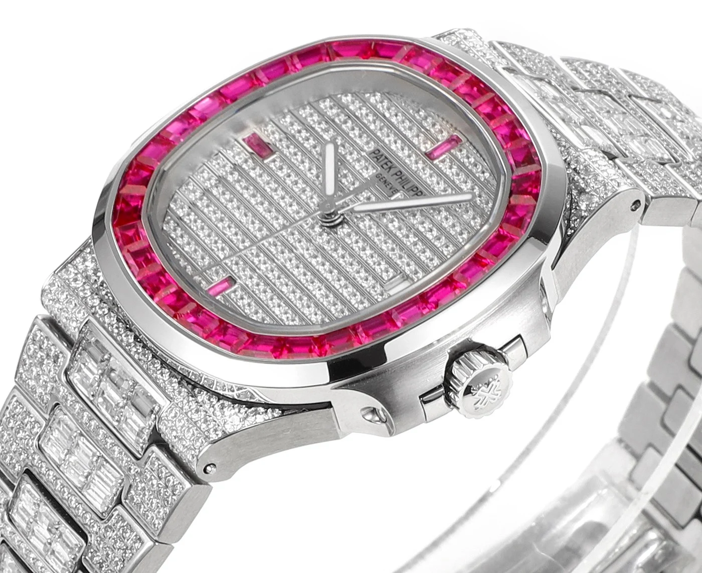 Patek Philippe Nautilus Black Dial Diamond-Set 5711 — photographed off the sweep
