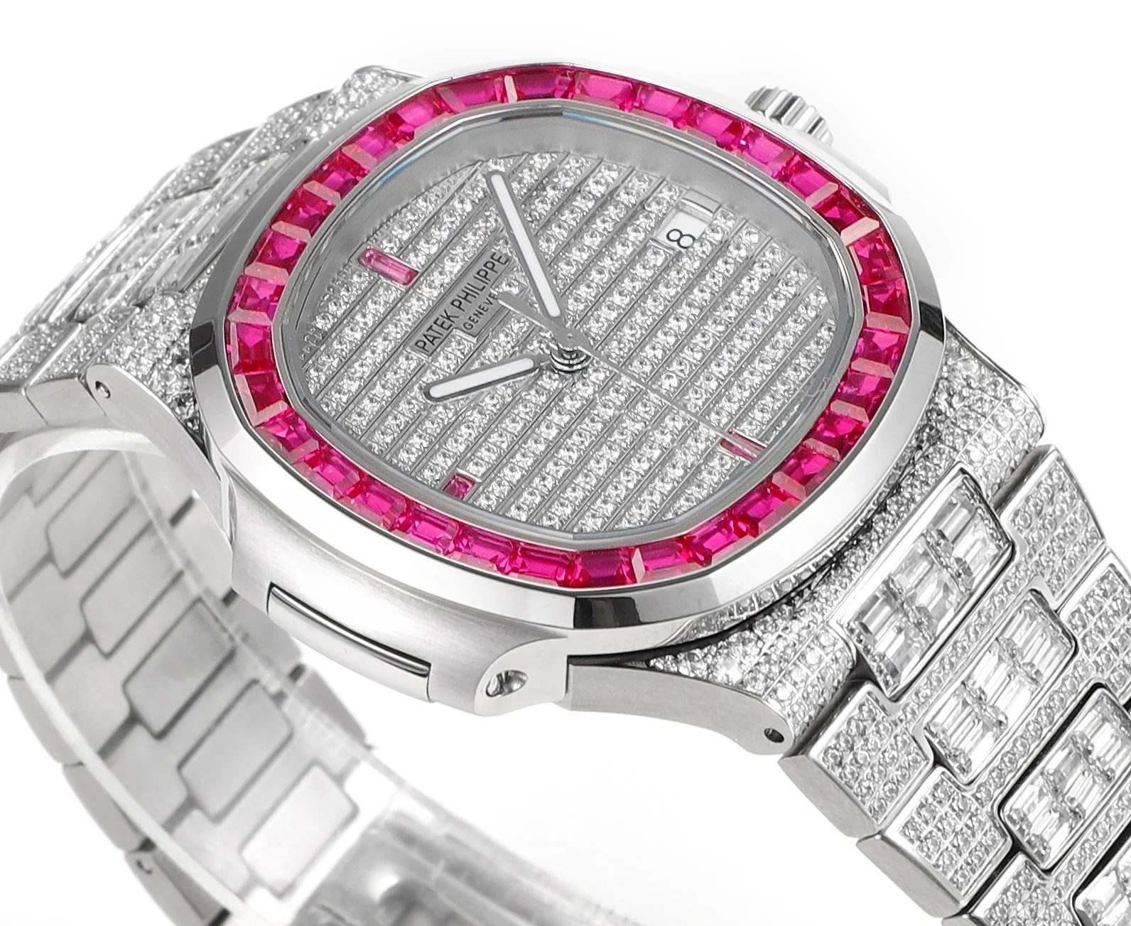 Patek Philippe Nautilus Black Dial Diamond-Set 5711 — photographed off the sweep