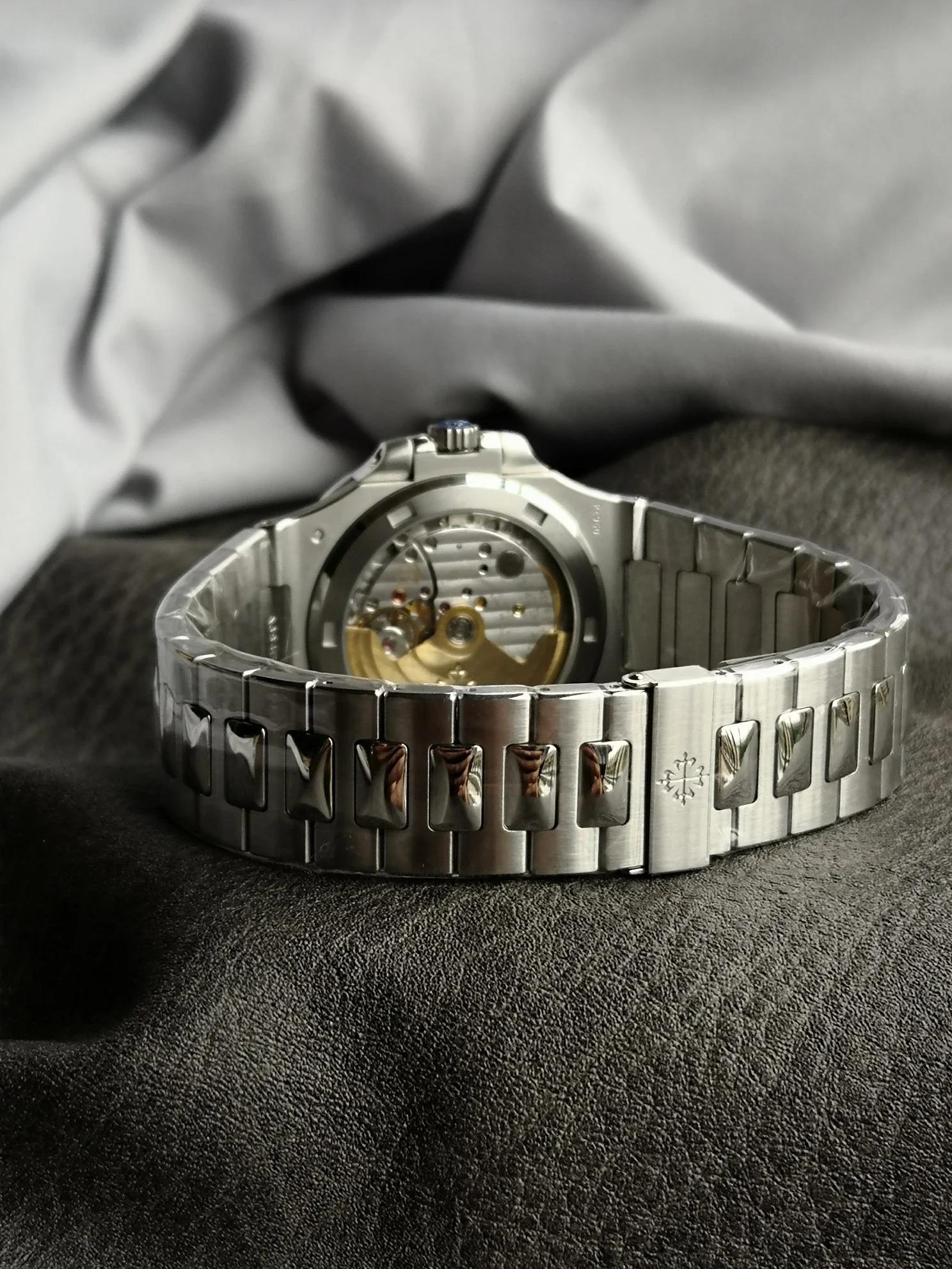 Patek Philippe Nautilus Blue Dial 40mm — photographed off the sweep