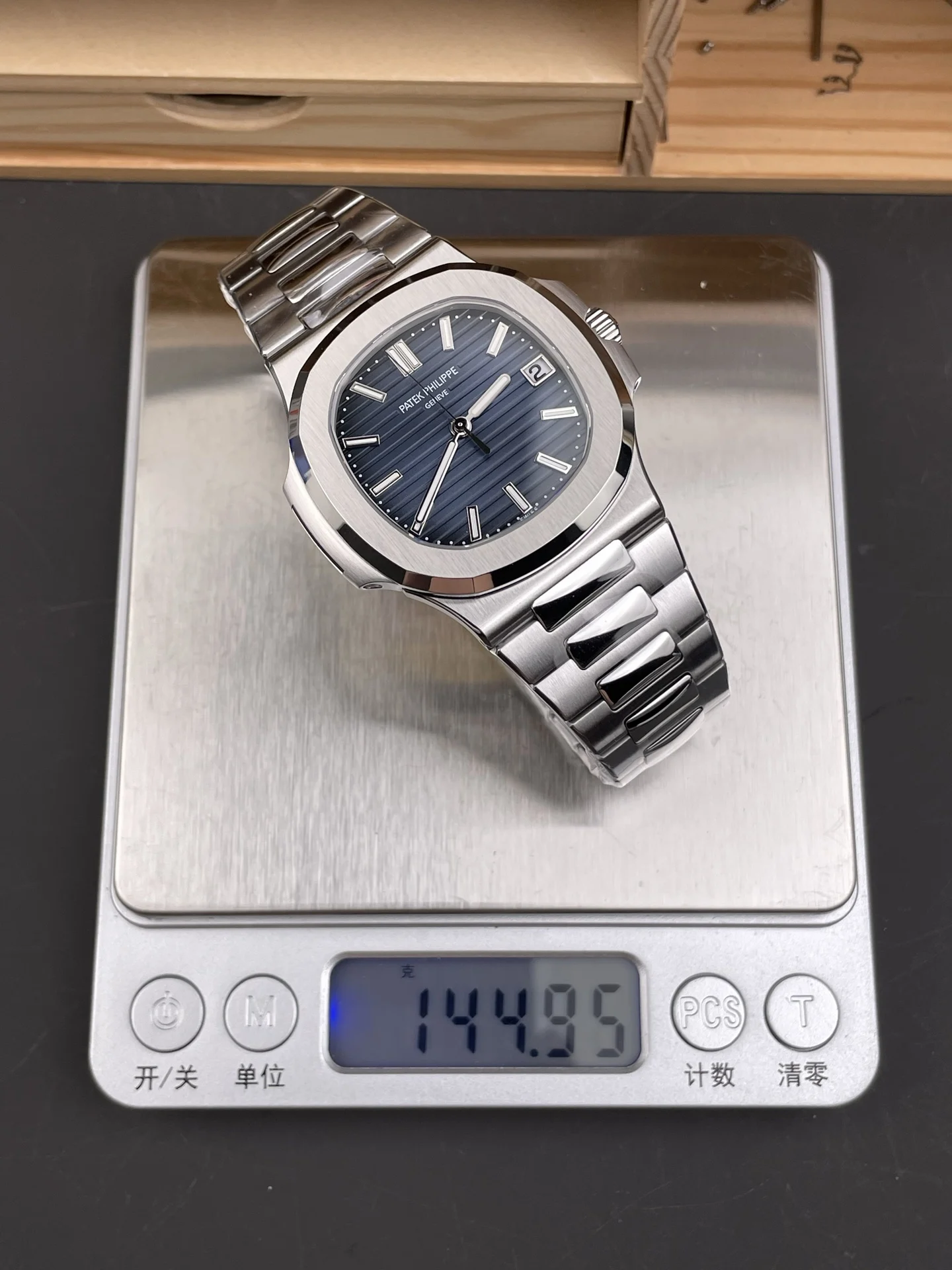 Patek Philippe Nautilus Blue Dial 41mm — photographed off the sweep