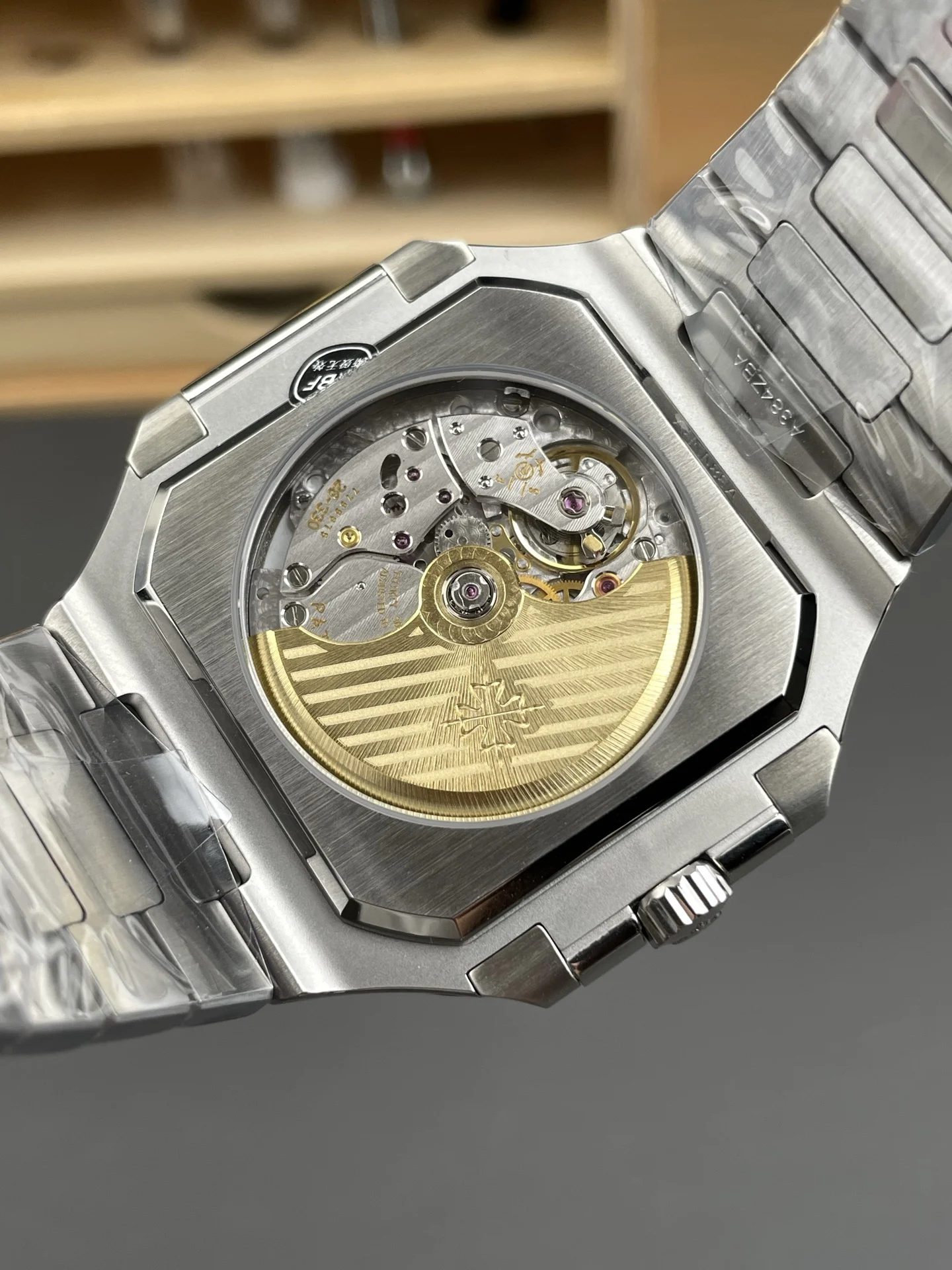 Patek Philippe Nautilus Blue Dial 45mm — photographed off the sweep