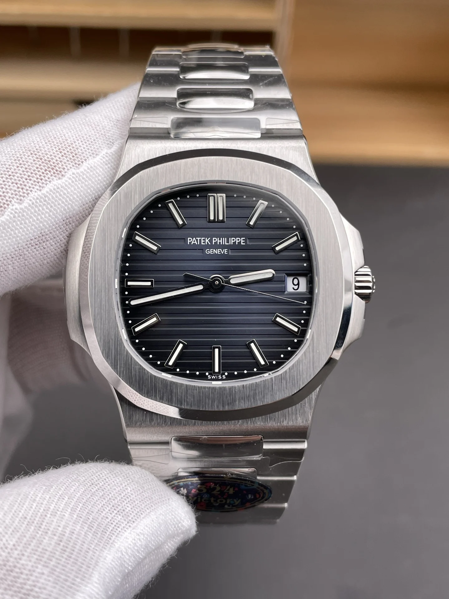 Patek Philippe Nautilus Blue Dial 5711 40mm — photographed off the sweep