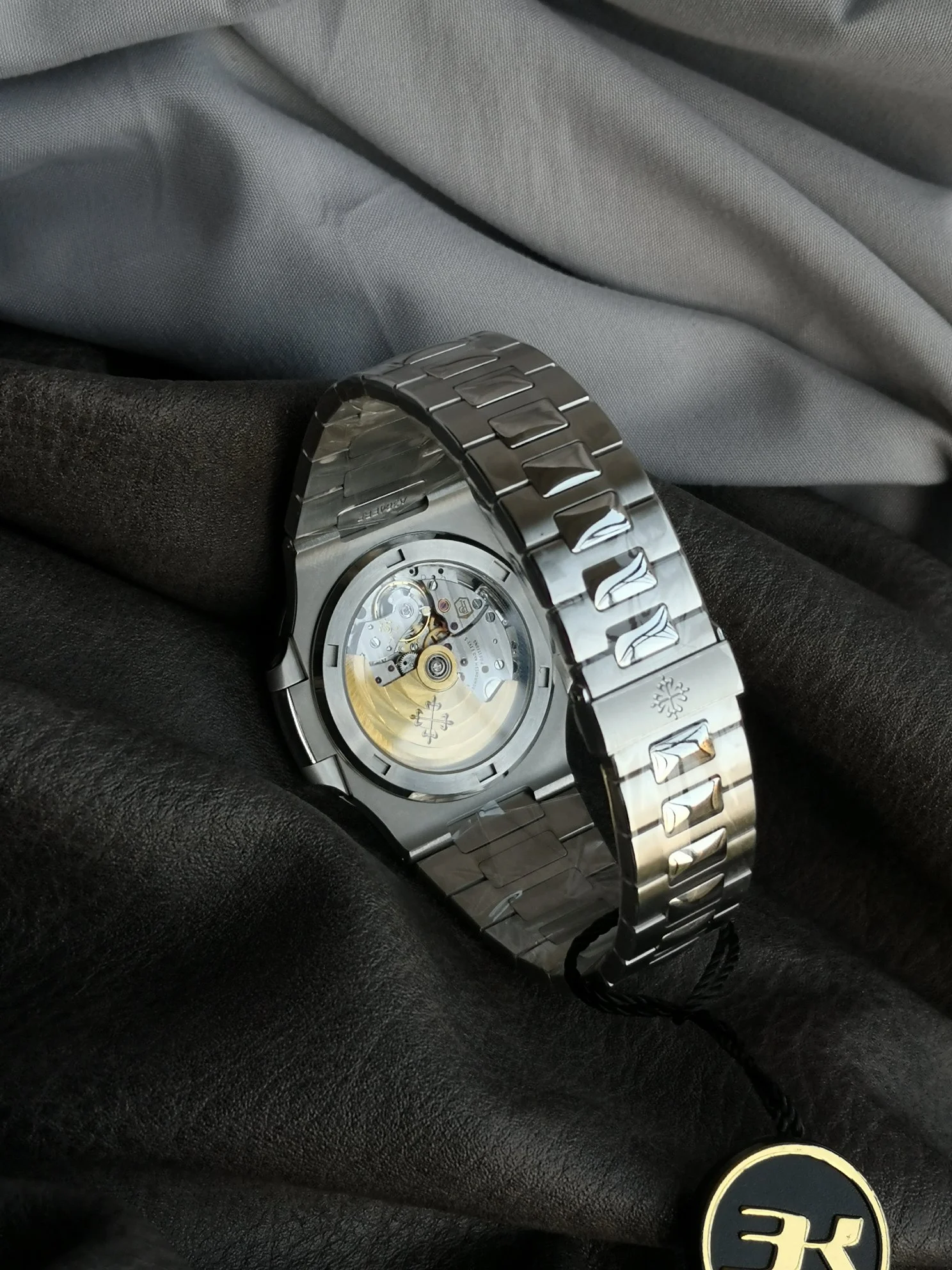 Patek Philippe Nautilus Blue Dial — photographed off the sweep