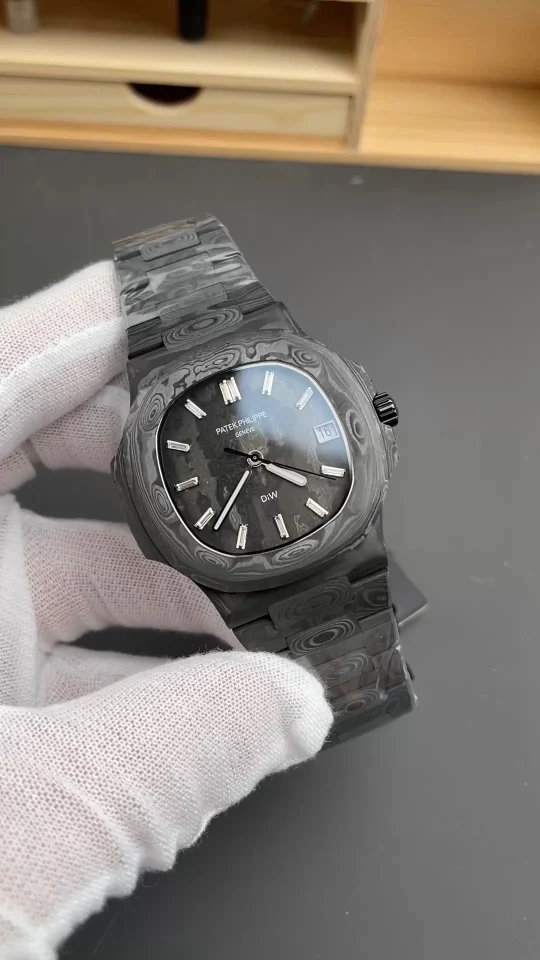 Patek Philippe Nautilus Carbon 5711 — photographed off the sweep