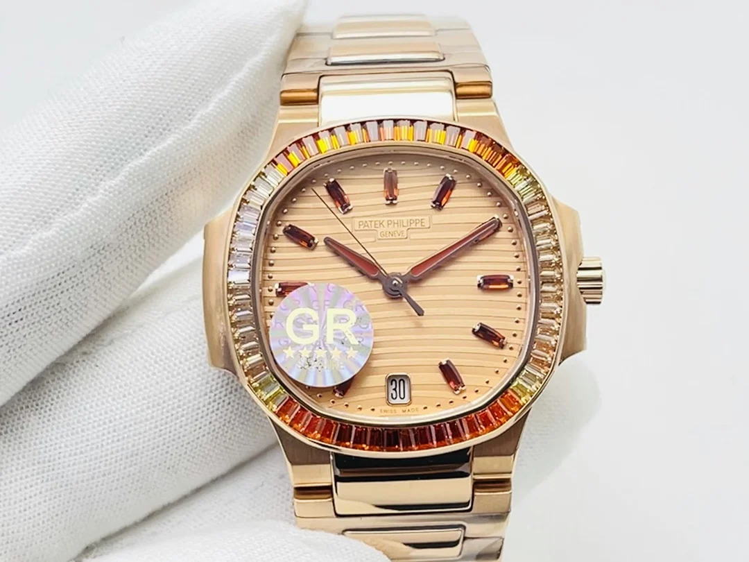 Patek Philippe Nautilus Champagne — photographed off the sweep