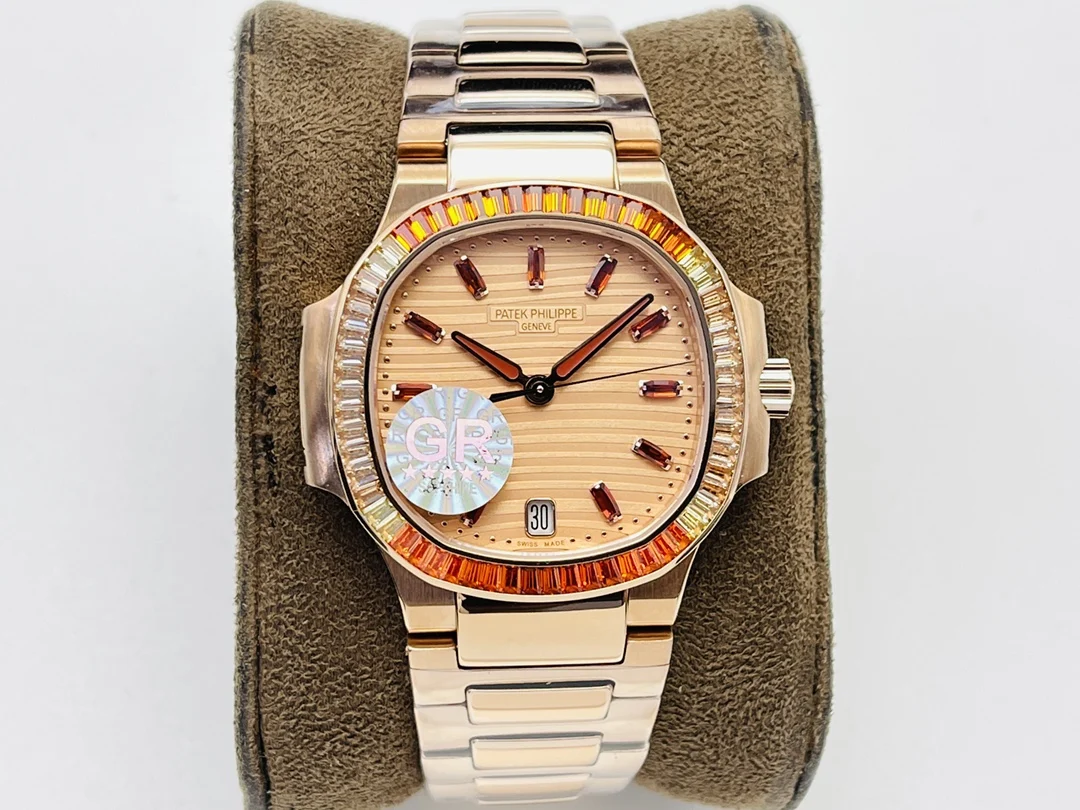 Patek Philippe Nautilus Champagne — photographed off the sweep
