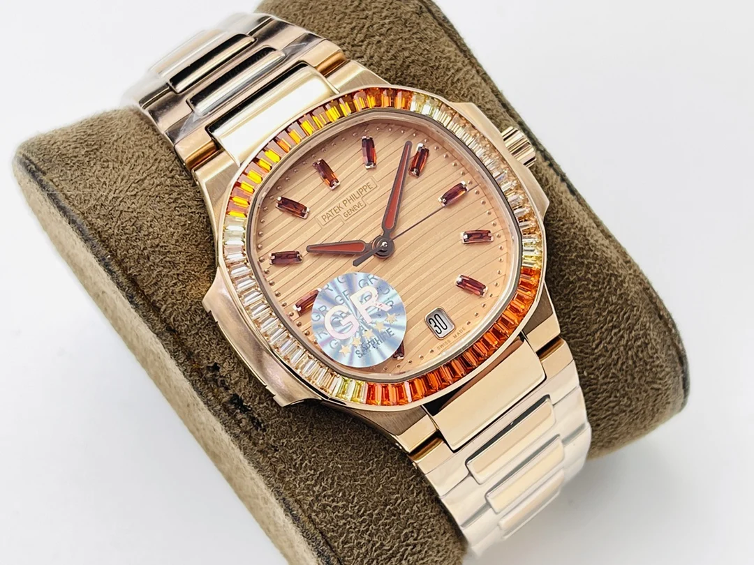 Patek Philippe Nautilus Champagne — photographed off the sweep